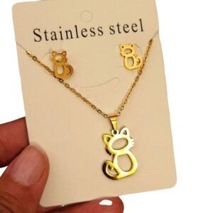 Sweet Cat Stainless Steel Jewelry Set